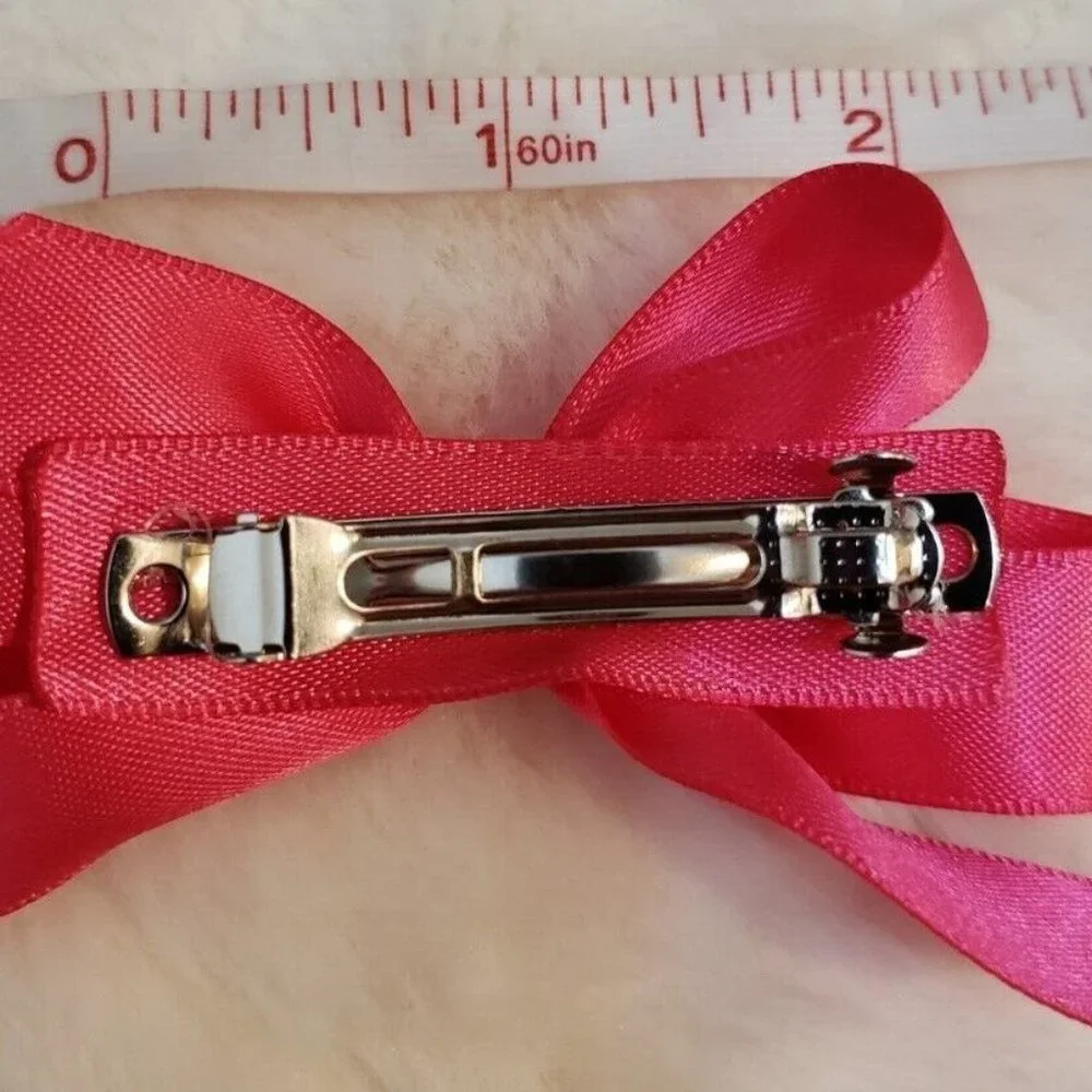 Pack of 3 Beautiful Handmade Girls Hair Bow Barrett Pink Silky Small/Medium